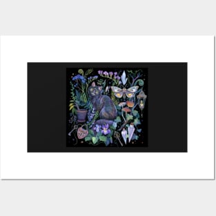 Black Cat Potion Garden Posters and Art